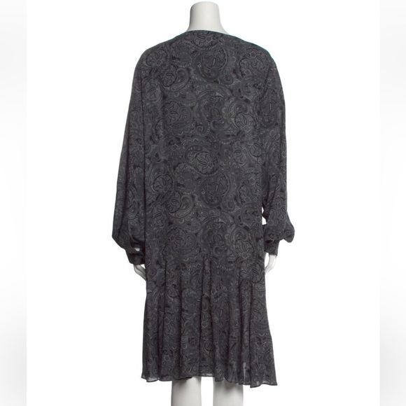 Michael Kors COLLECTION Silk Paisley Print Long Sleeve Dress in "Slate Multi” - Picture 11 of 11